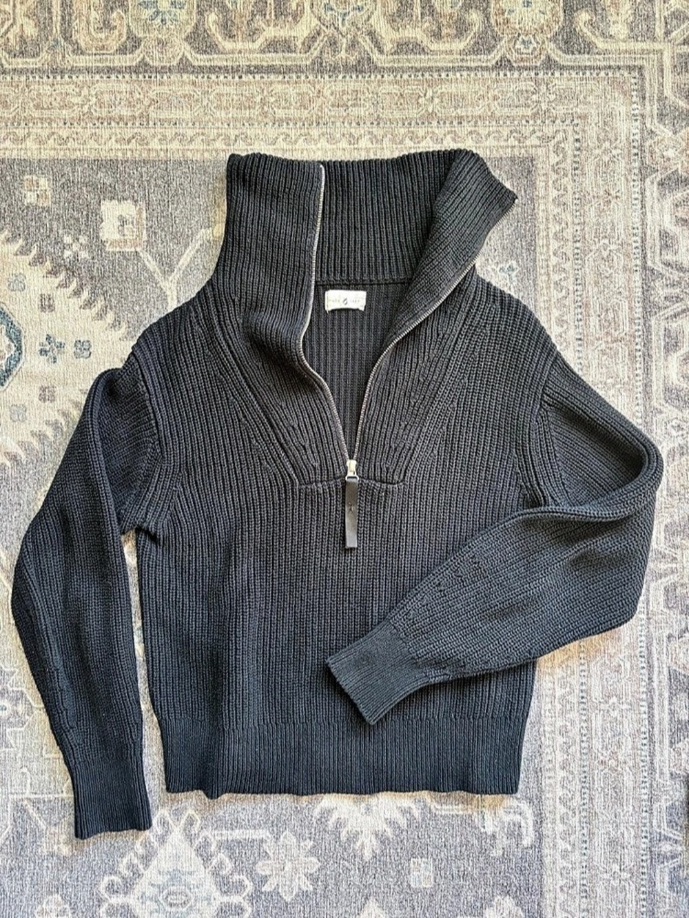 LOFT Half Zip Cardigan in Black Like New